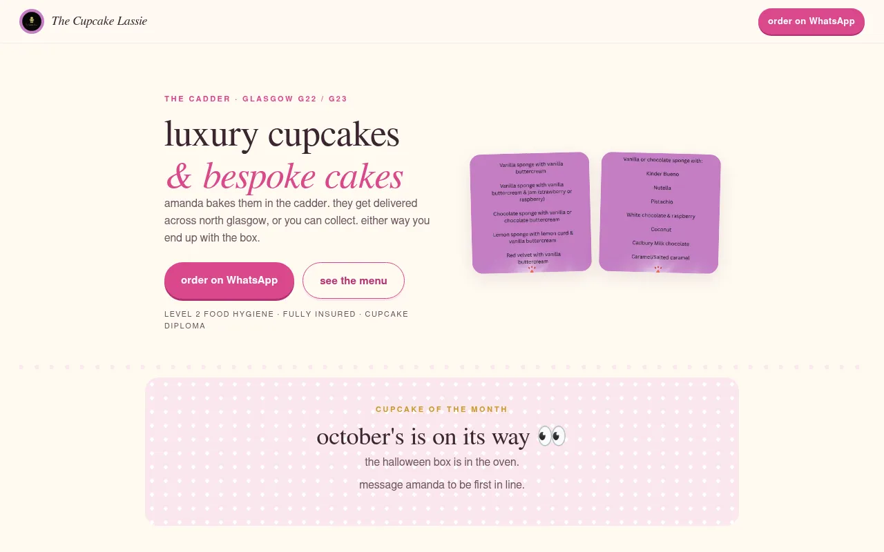 Screenshot of cupcake-lassie.vercel.app