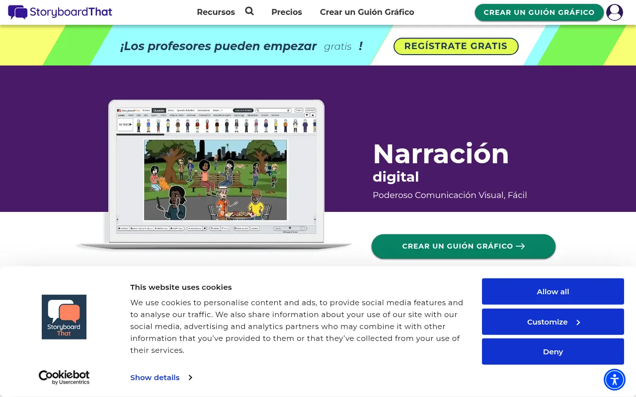 Screenshot of storyboardthat.com