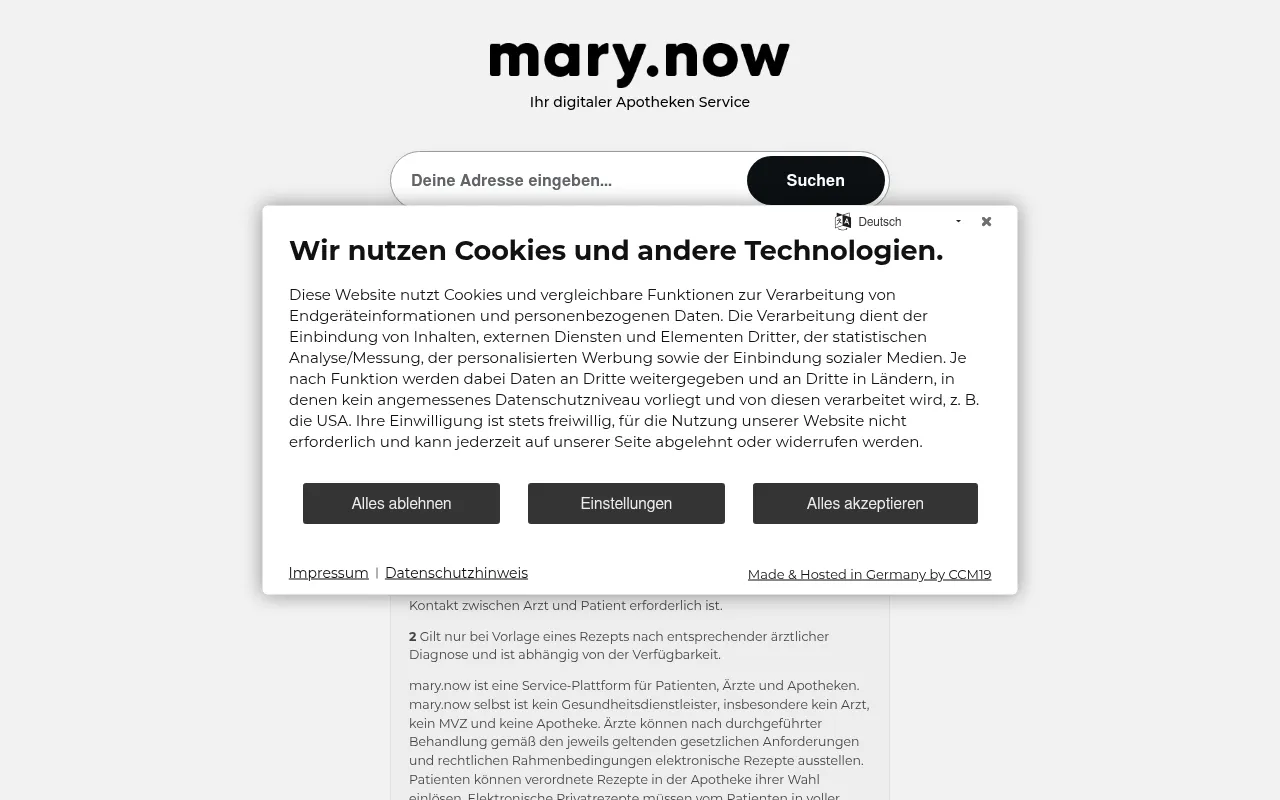 Screenshot of mary.now