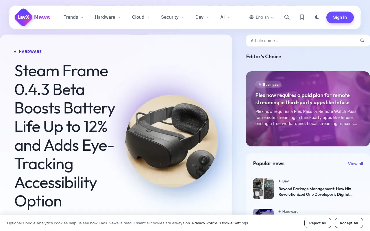 Screenshot of news.lavx.hu