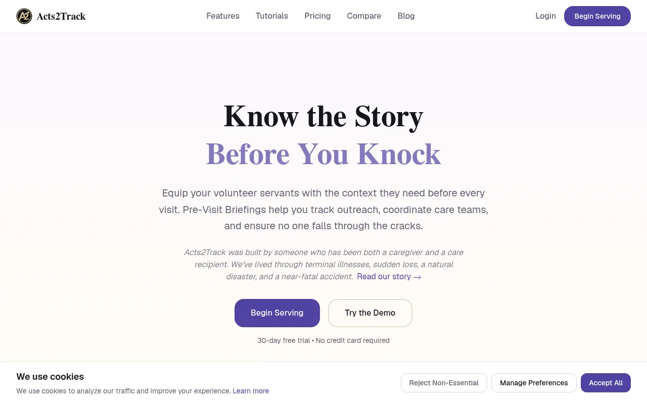 Screenshot of acts2track.com
