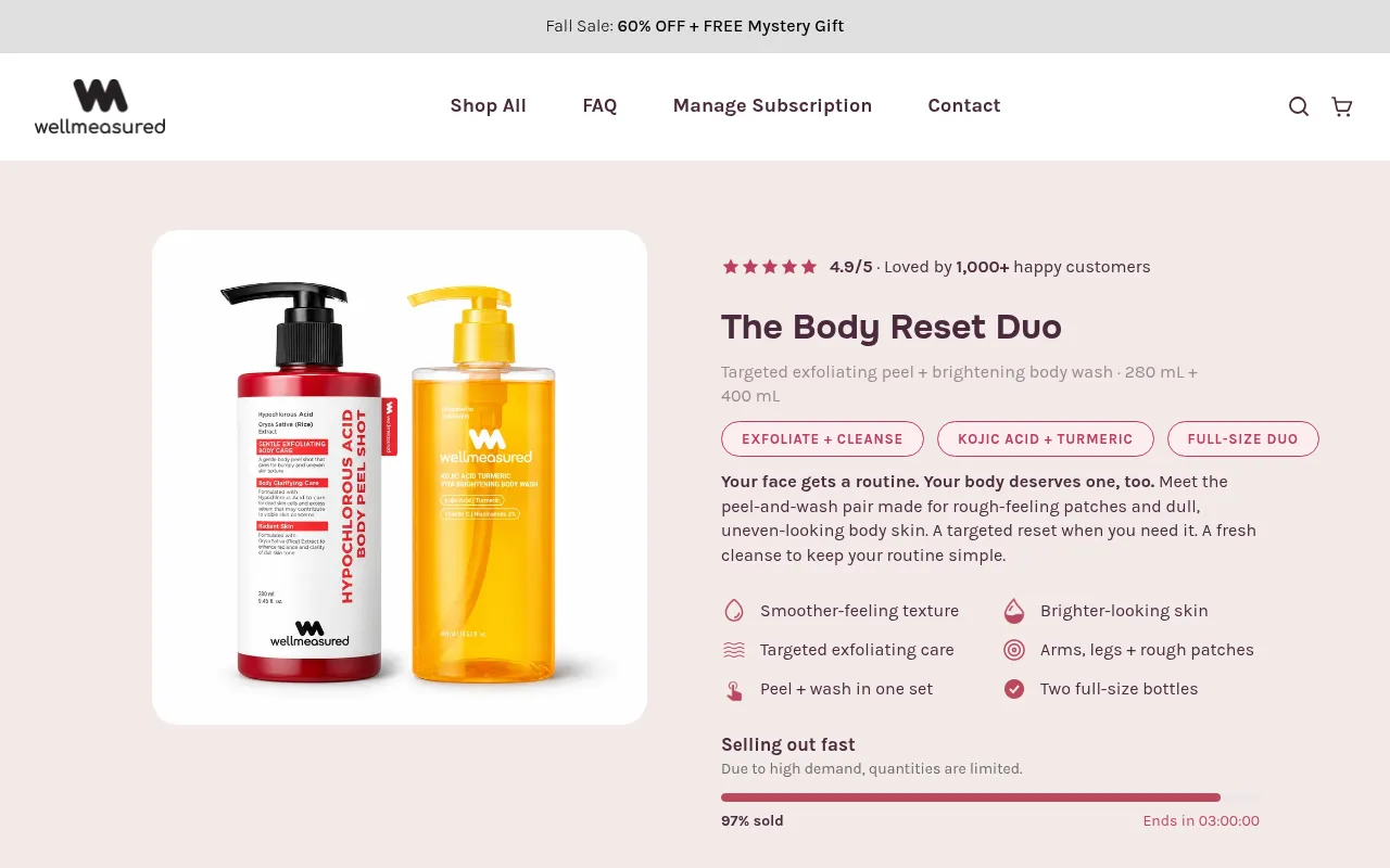 Screenshot of wellmeasuredskin.com