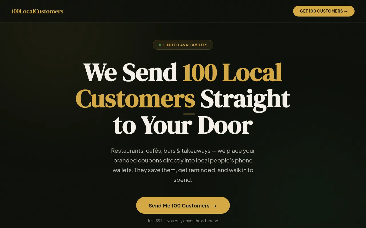 Screenshot of 100localcustomers.com