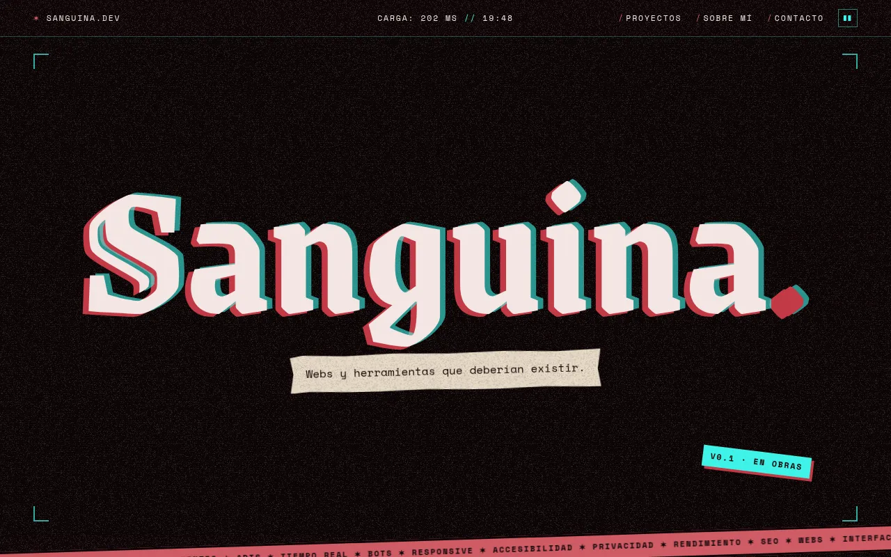 Screenshot of sanguina.dev