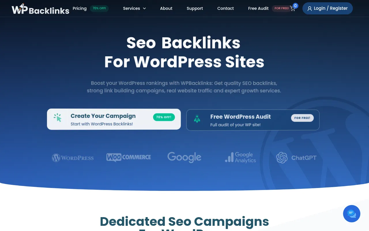 Screenshot of wpbacklinks.com
