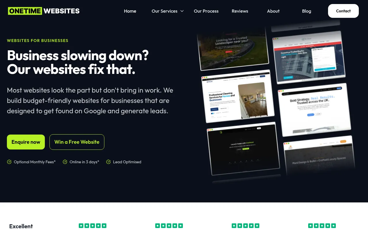 Screenshot of onetimewebsites.co.uk
