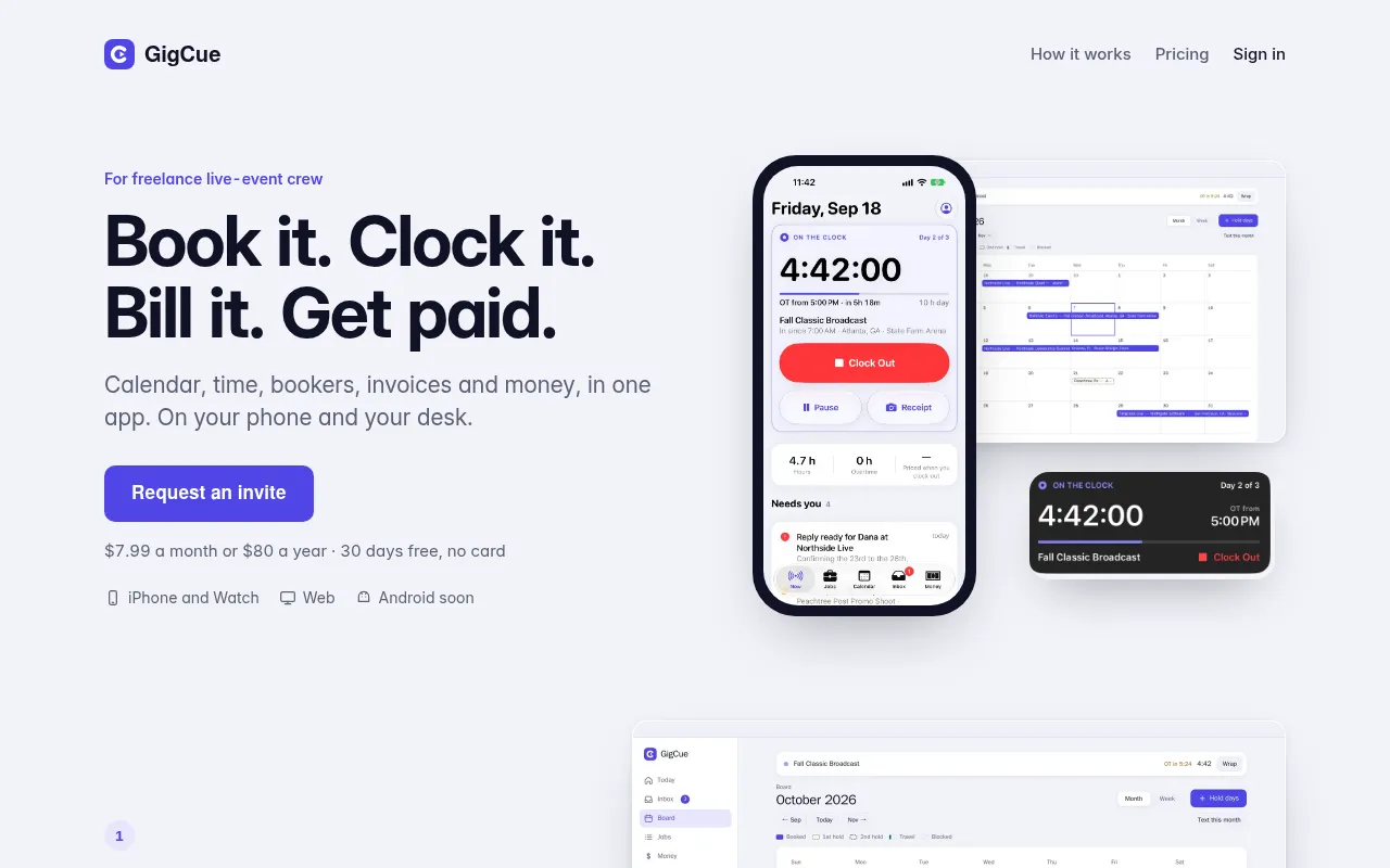Screenshot of gigcue.app