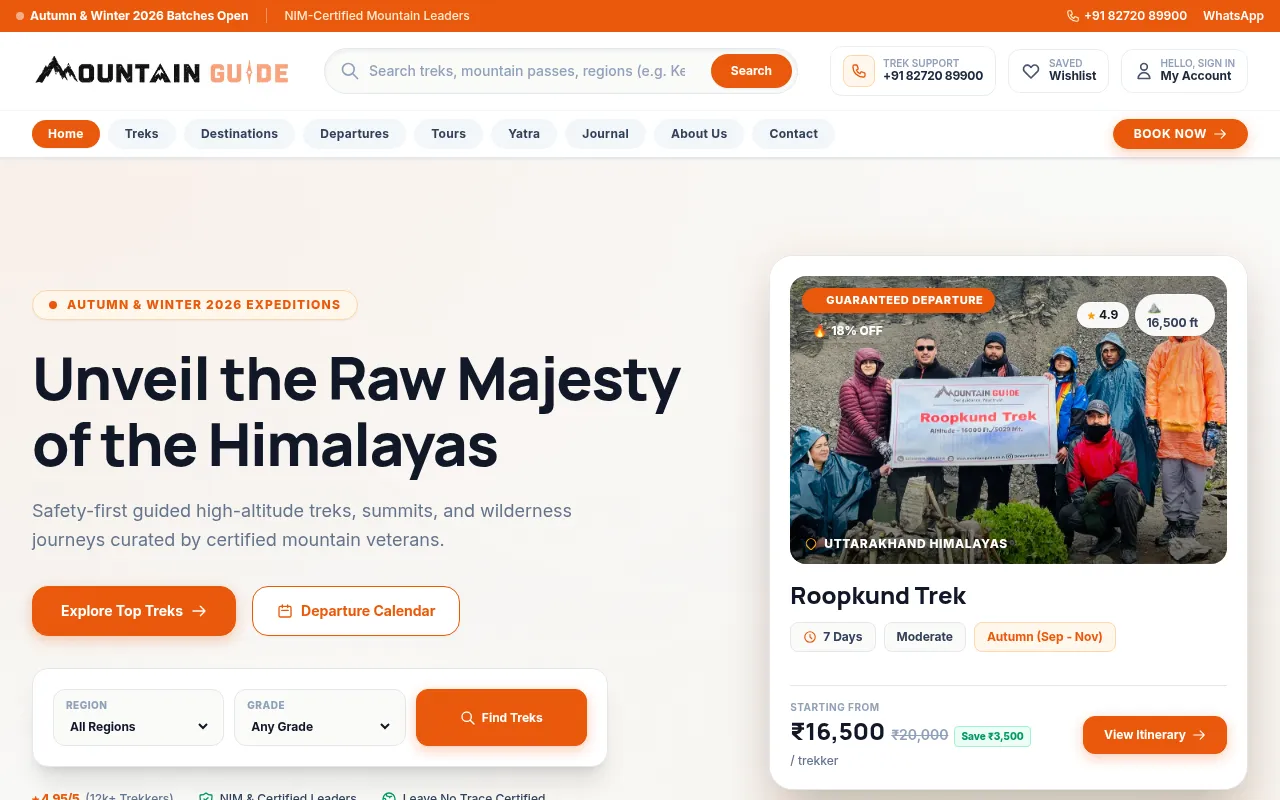 Screenshot of mountainguide.co.in