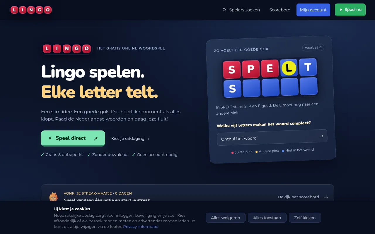 Screenshot of lingospelen.nl