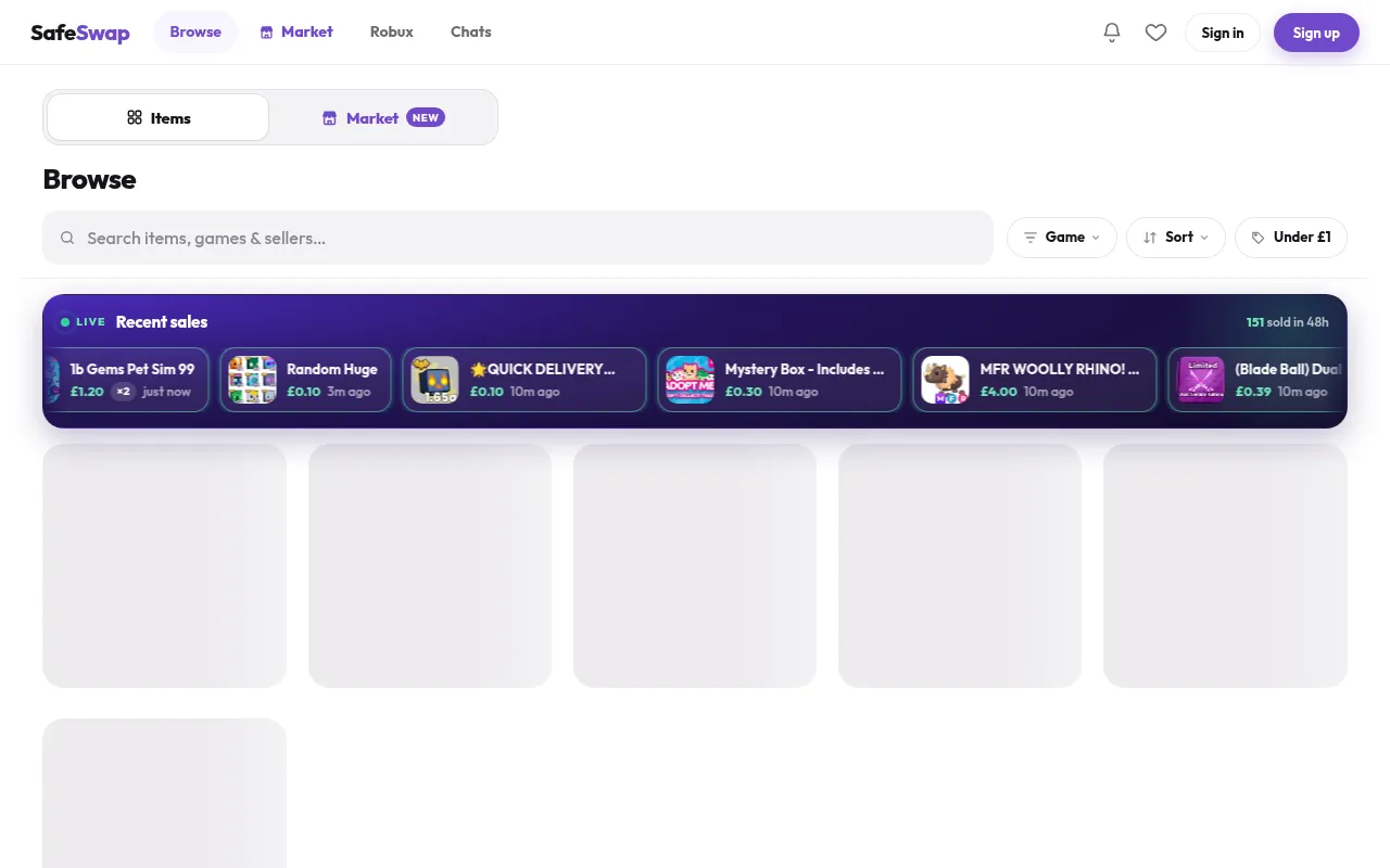 Screenshot of safeswap.gg