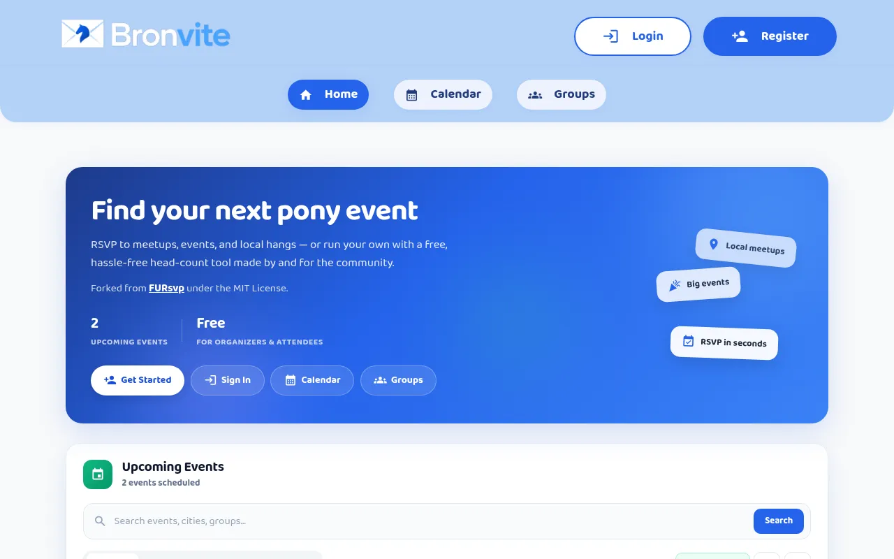 Screenshot of bronvite.com