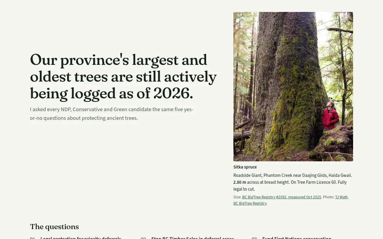 Screenshot of ancienttrees.ca