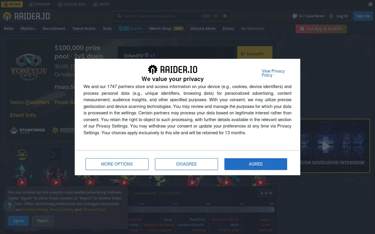 Screenshot of raider.io