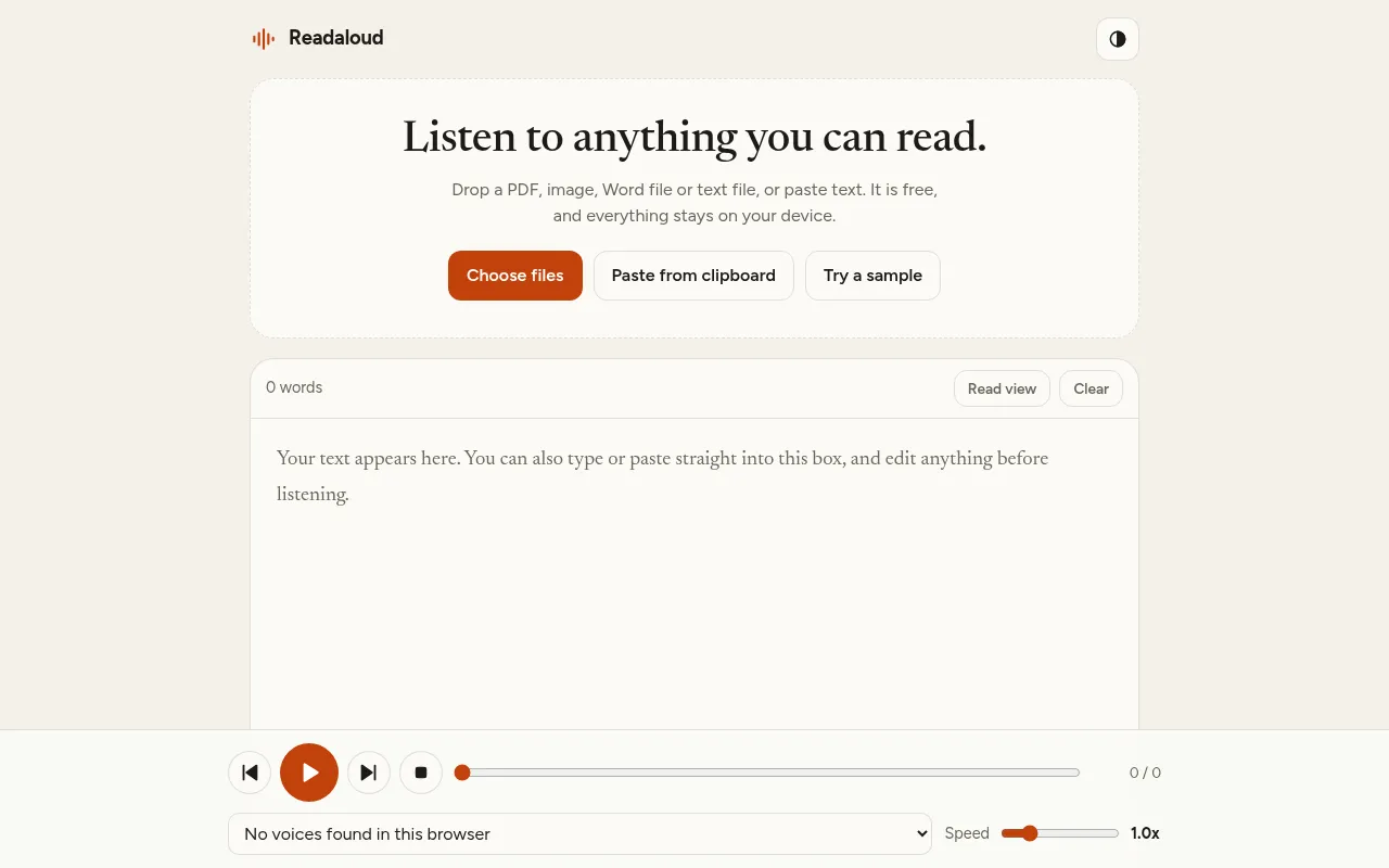 Screenshot of readaloud1.netlify.app