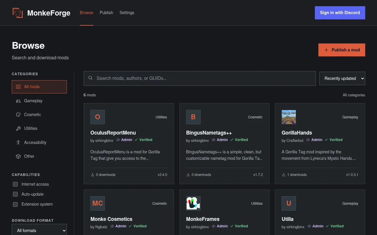 Screenshot of monkeforge.org