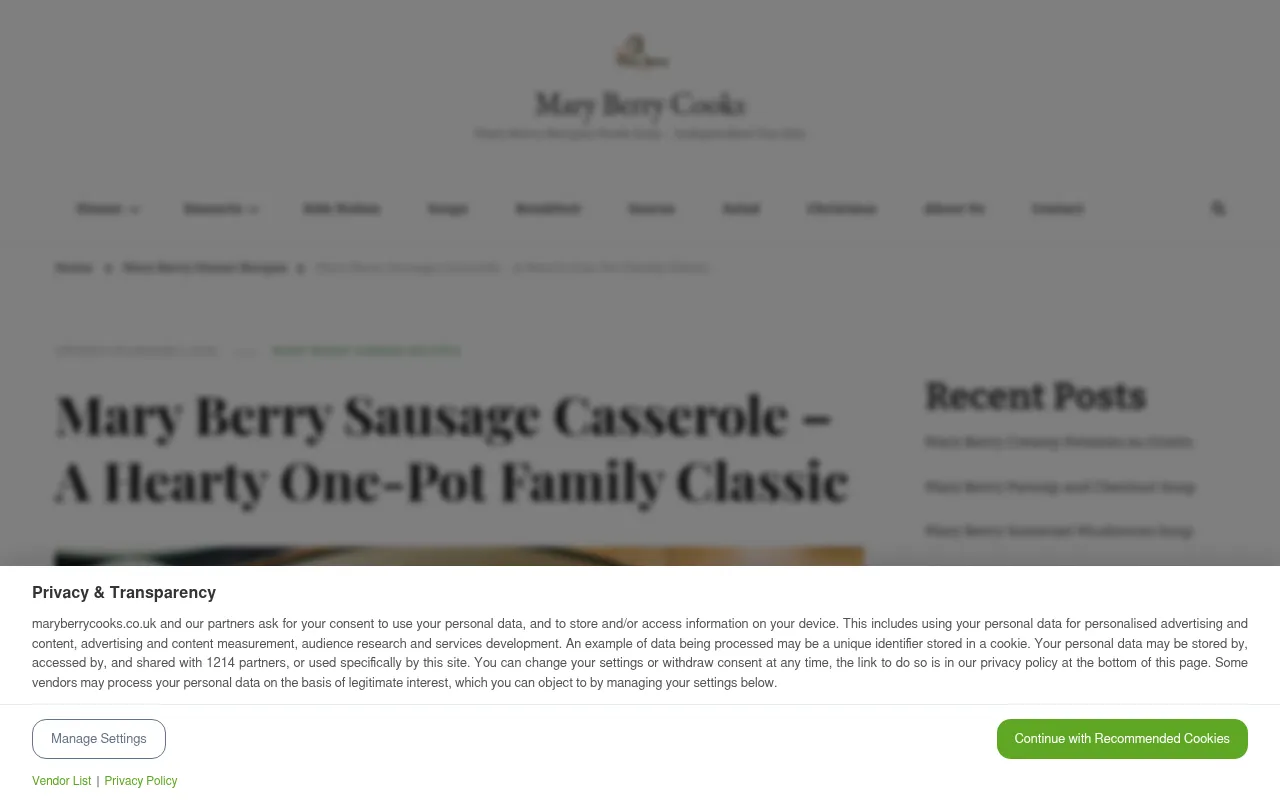Screenshot of maryberrycooks.co.uk