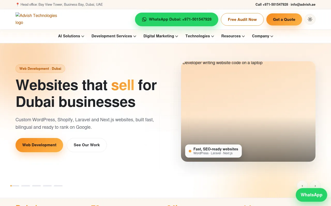 Screenshot of advish.ae