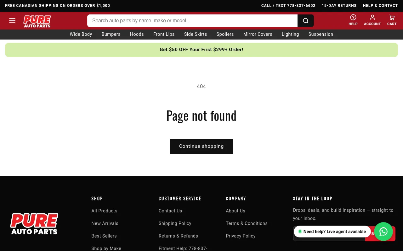 Screenshot of pureparts.ca