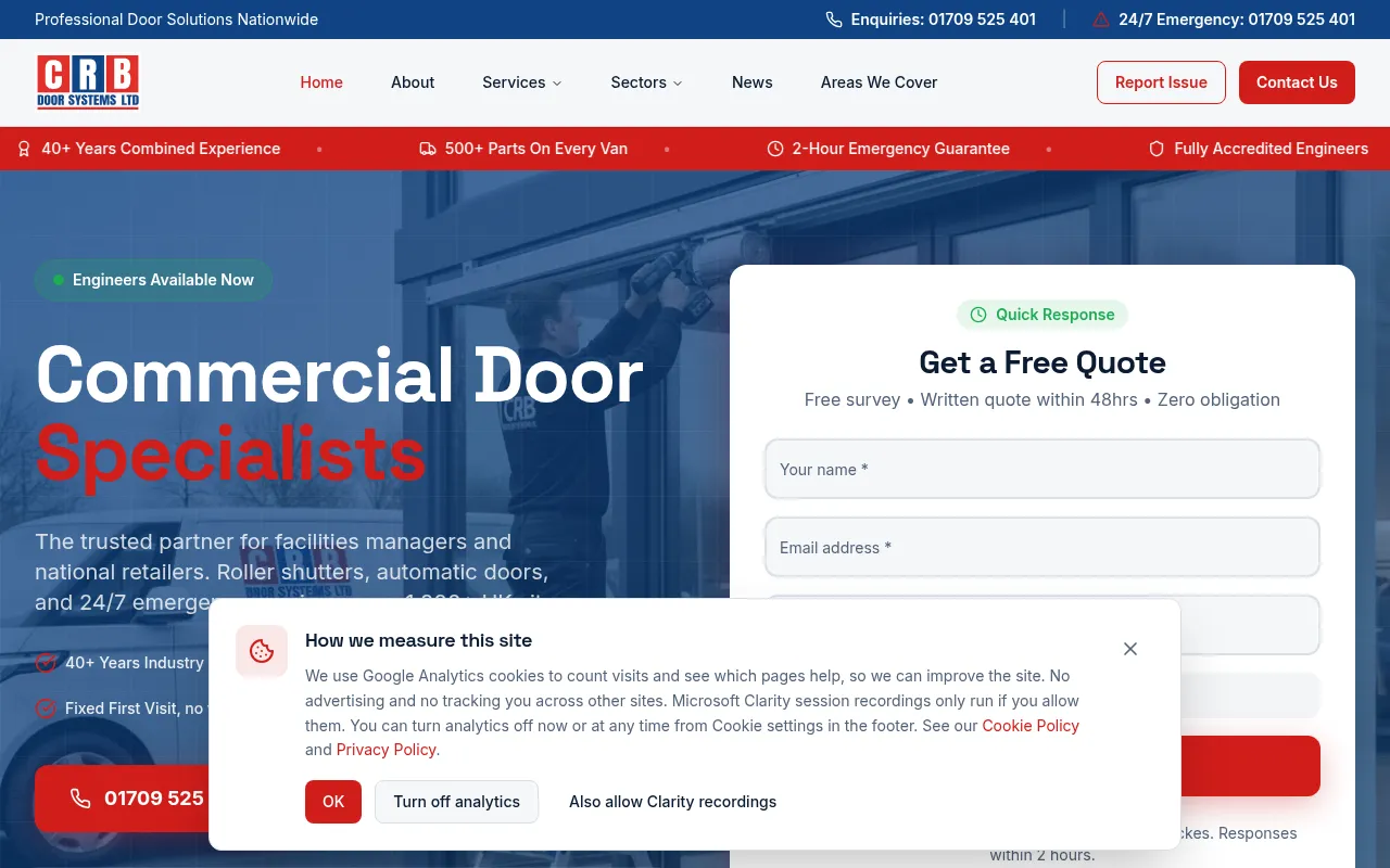 Screenshot of crbdoorsystems.co.uk