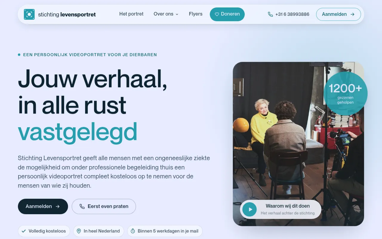 Screenshot of stichtinglevensportret.nl