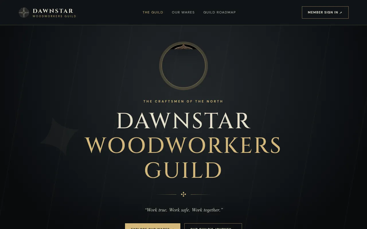 Screenshot of dawnstarwoodworkersguild.banktellerscripts.online