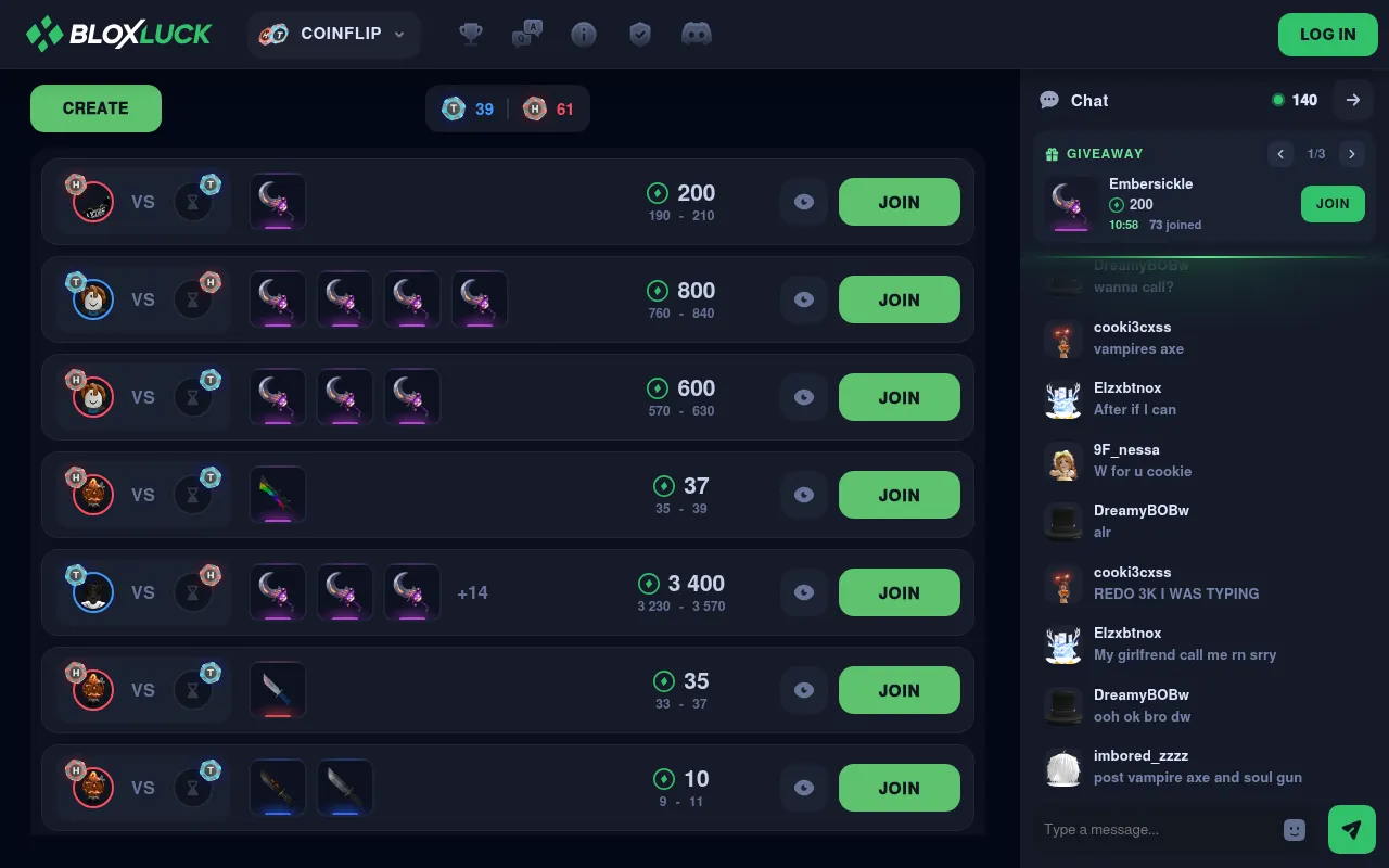 Screenshot of bloxluck.com