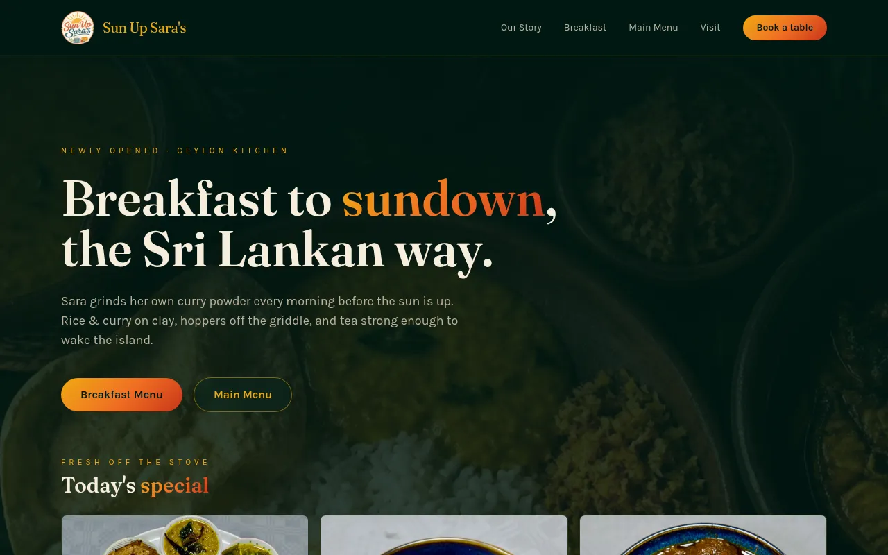 Screenshot of sunupsaras.co.uk