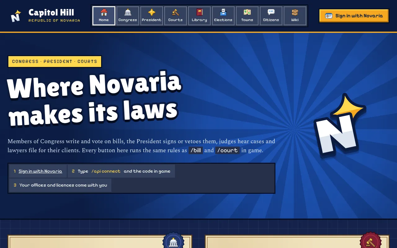 Screenshot of novariamc.net