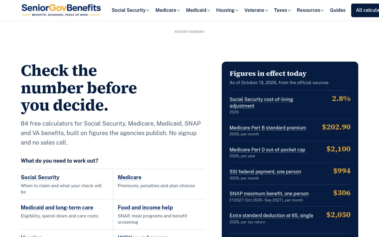 Screenshot of seniorgovbenefits.com