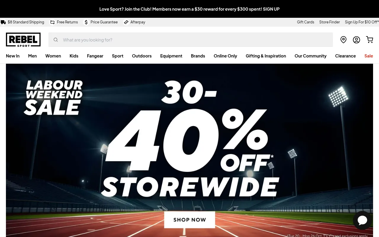 Screenshot of rebelsport.co.nz
