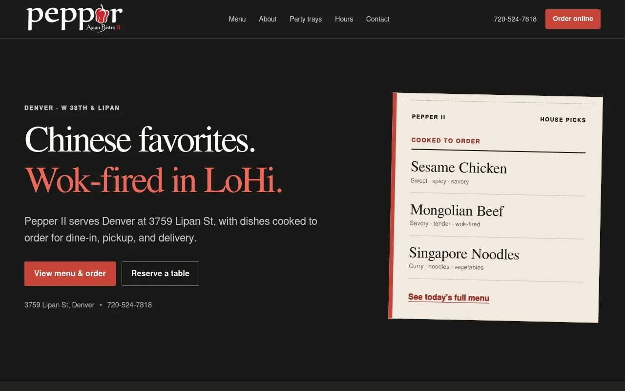 Screenshot of pepperasianbistro.com