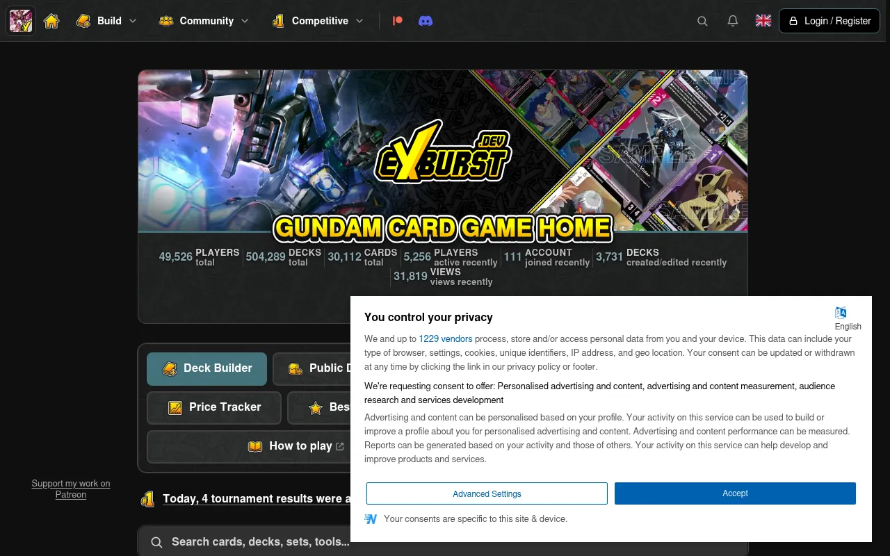 Screenshot of exburst.dev