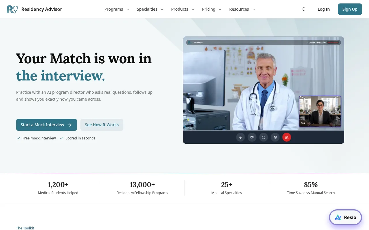 Screenshot of residencyadvisor.com