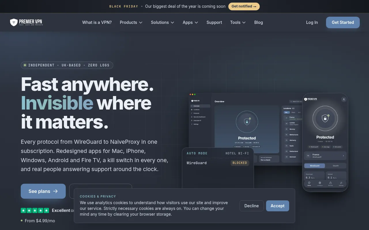 Screenshot of premiervpn.net