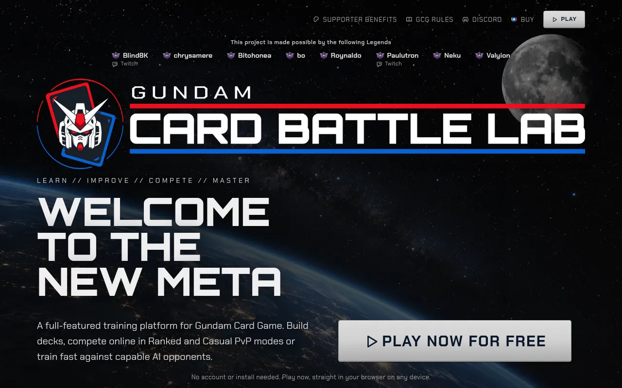 Screenshot of cardbattlelab.com