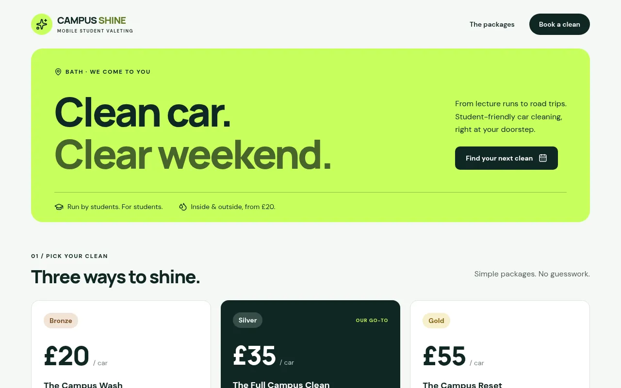 Screenshot of campusshine.co.uk