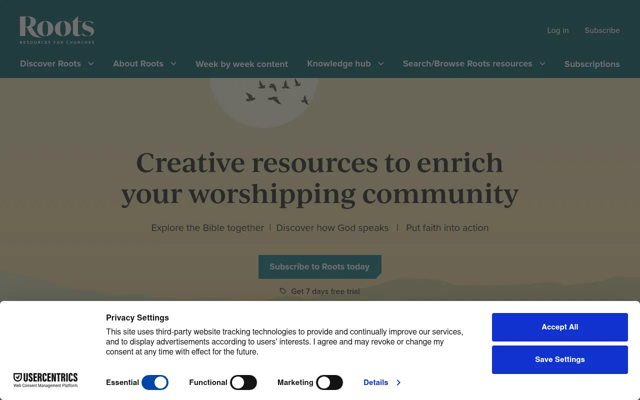 Screenshot of rootsforchurches.com