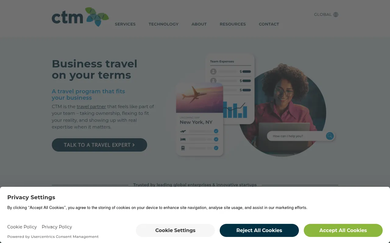 Screenshot of travelctm.com