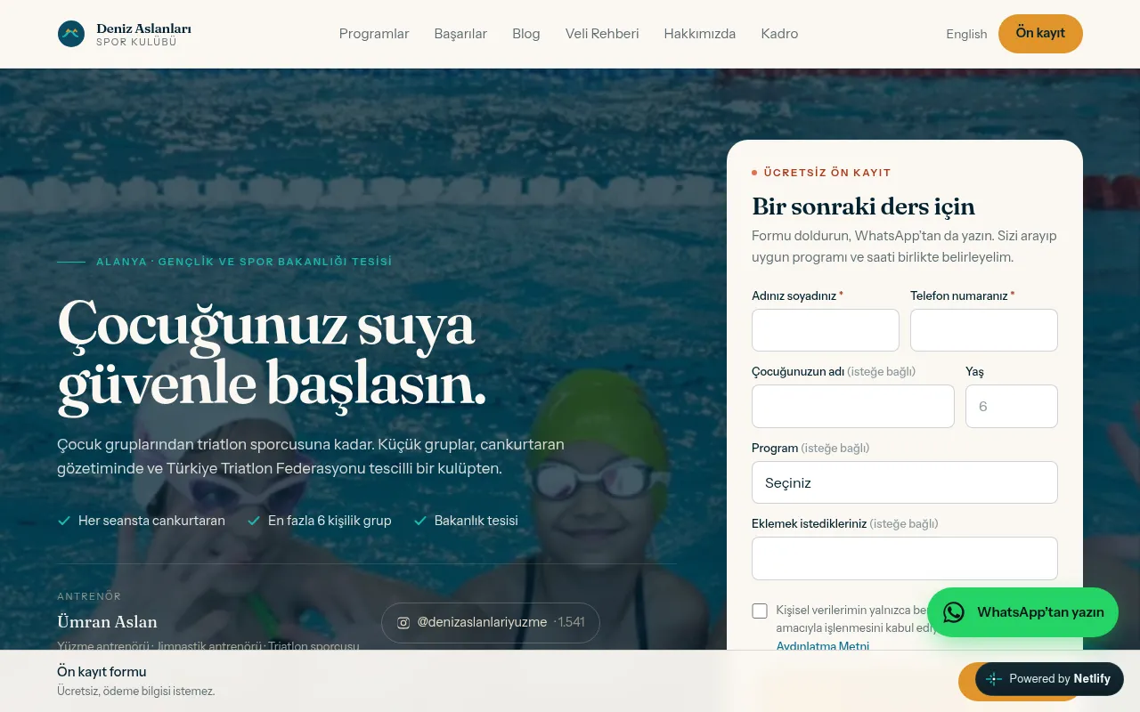 Screenshot of denizaslanlari.netlify.app