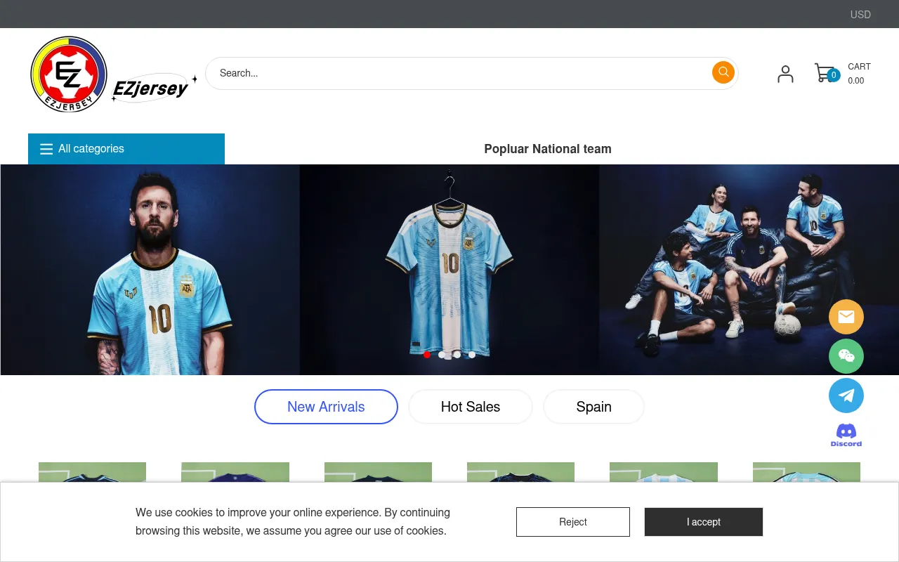 Screenshot of ezjersey.net