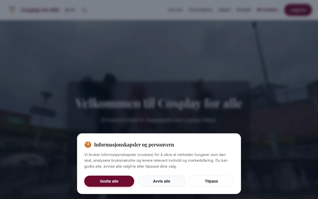 Screenshot of cosplayforalle.no