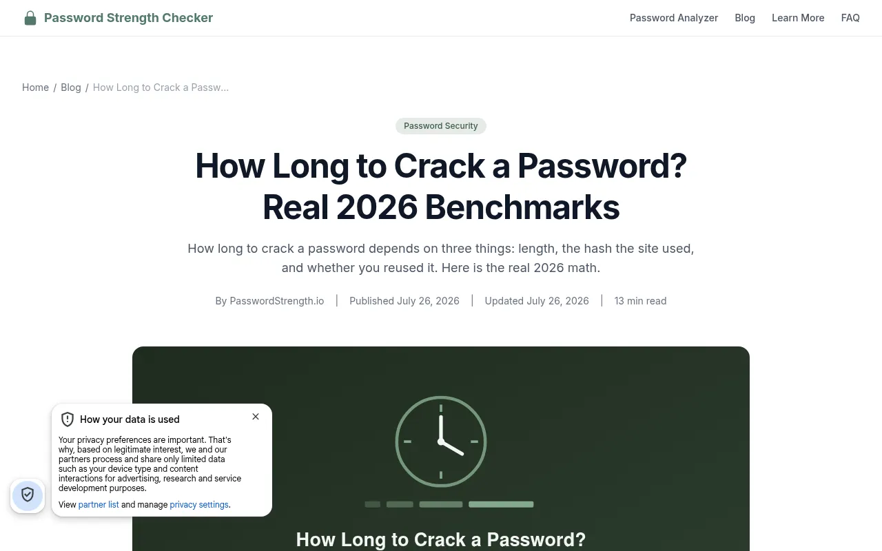 Screenshot of passwordstrength.io