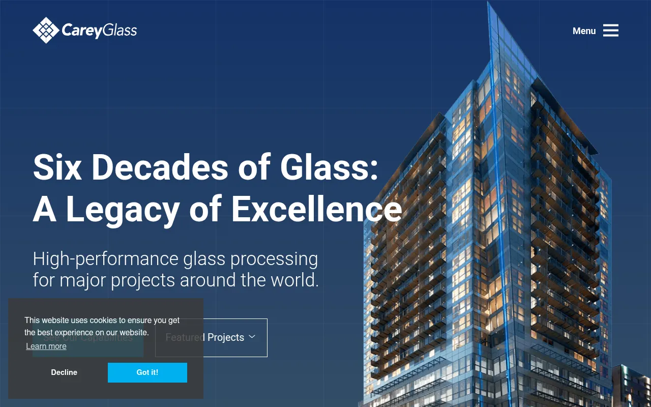 Screenshot of careyglass.com