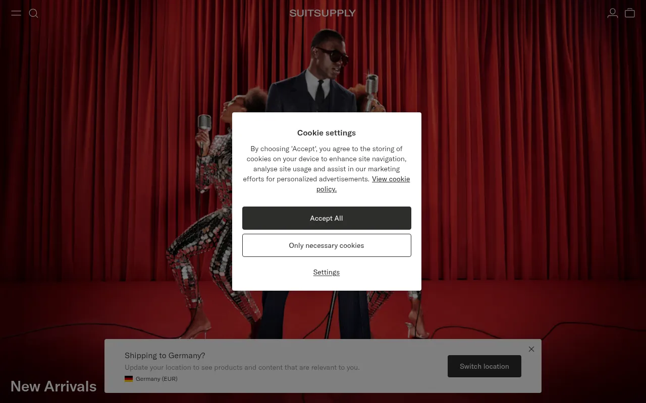 Screenshot of suitsupply.com