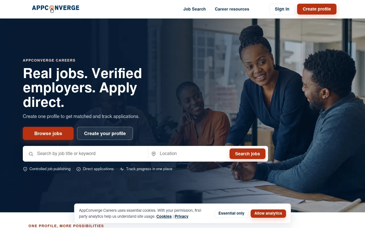 Screenshot of careers.appconverge.com