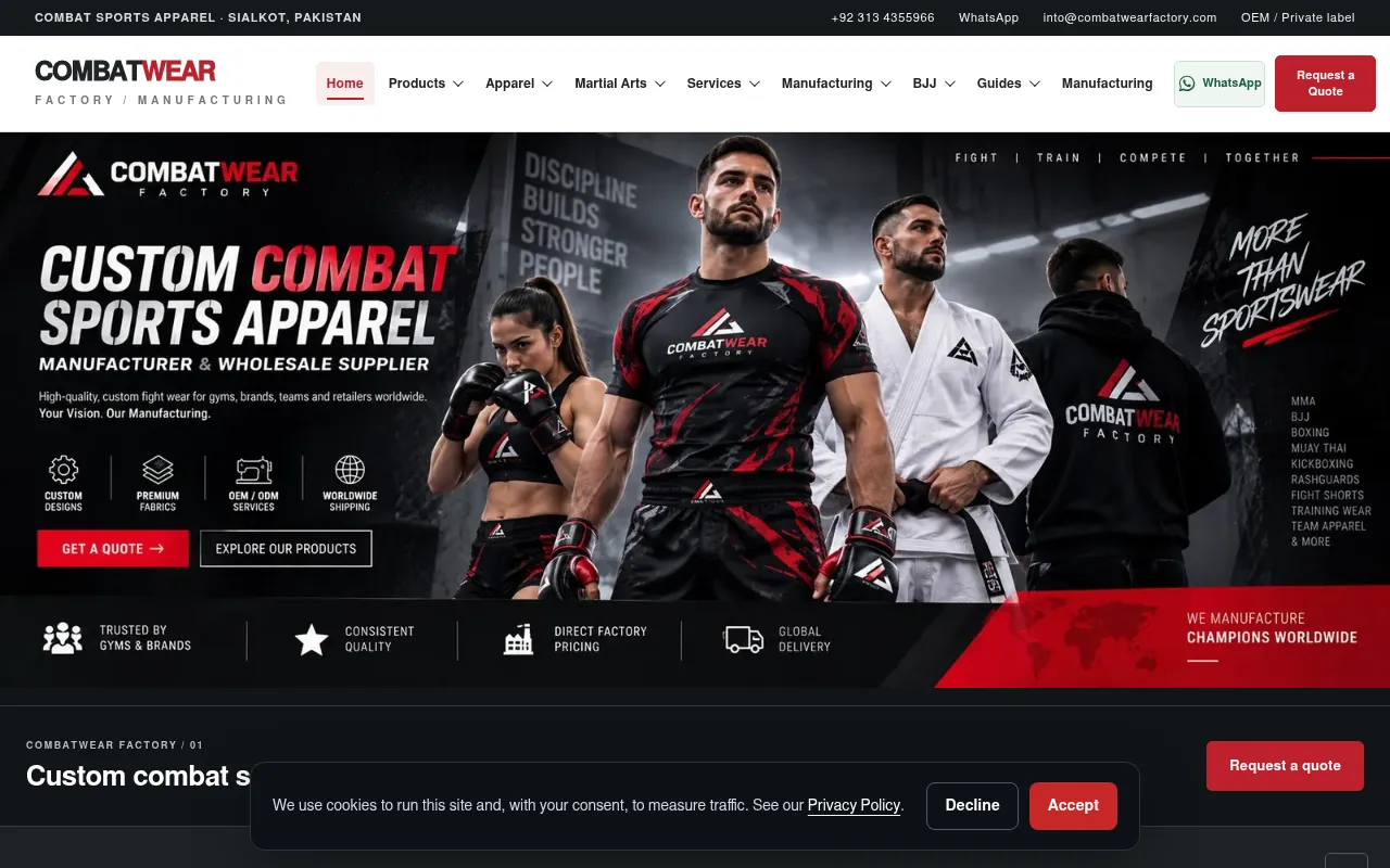Screenshot of combatwearfactory.com
