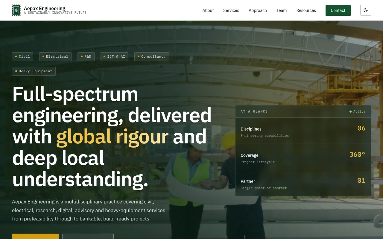 Screenshot of aepaxengineering.com