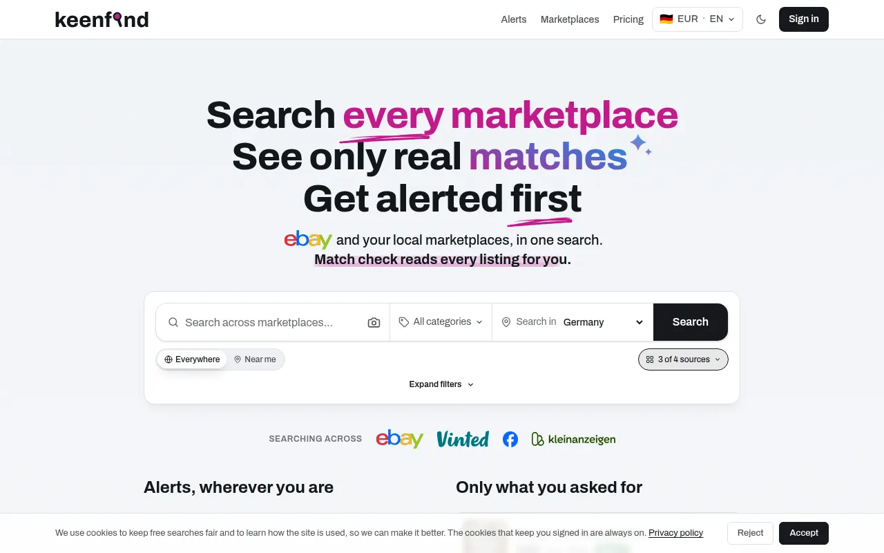 Screenshot of keenfind.io