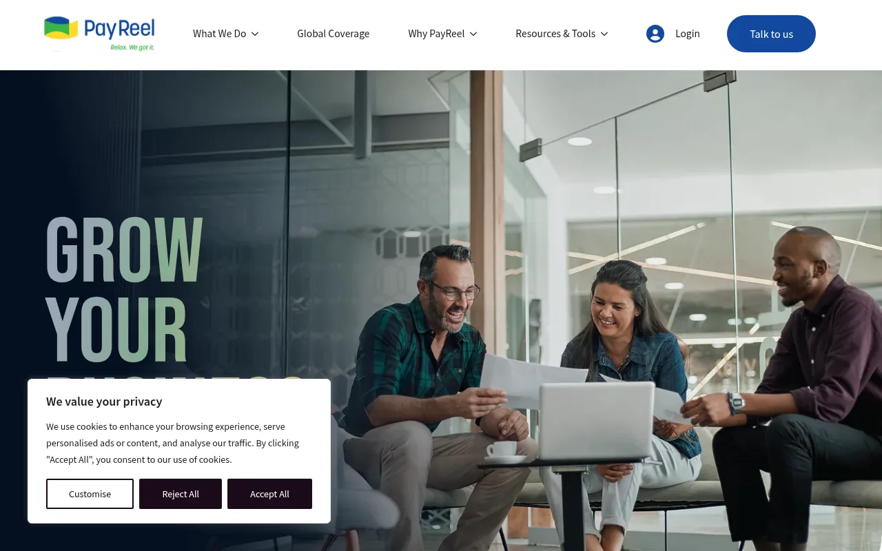 Screenshot of payreel.com