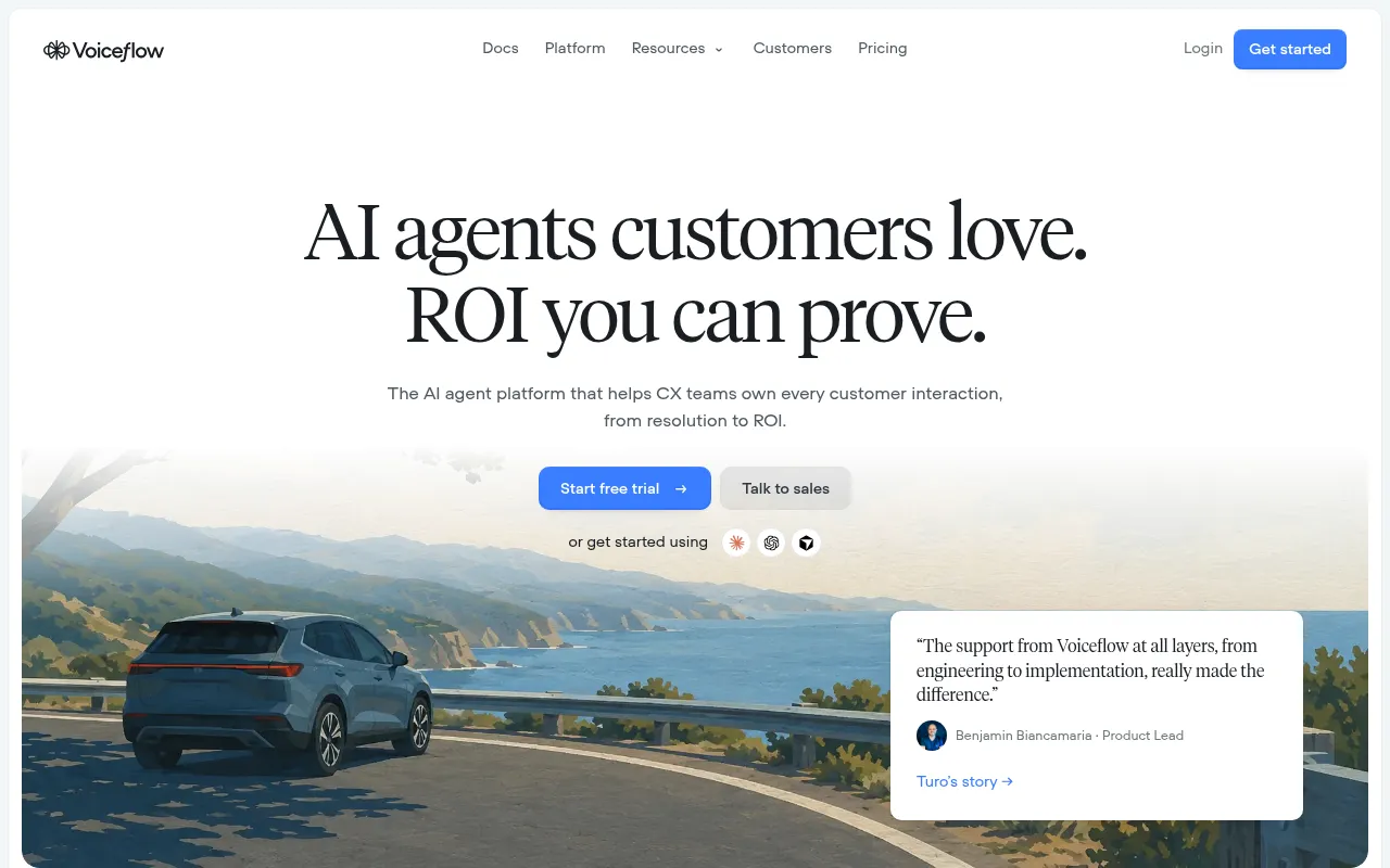 Screenshot of voiceflow.com